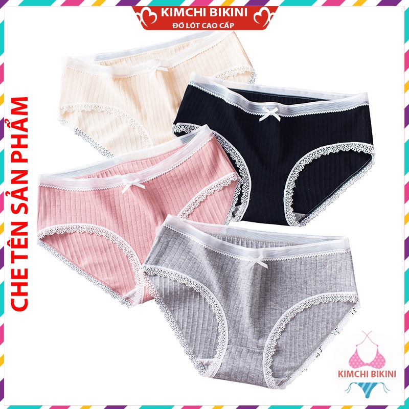 nội y nữ viền ren phối lưới siêu cute KIMCHIBIKINI quần xip nữ thoáng mát mềm mại dễ thương QL085
