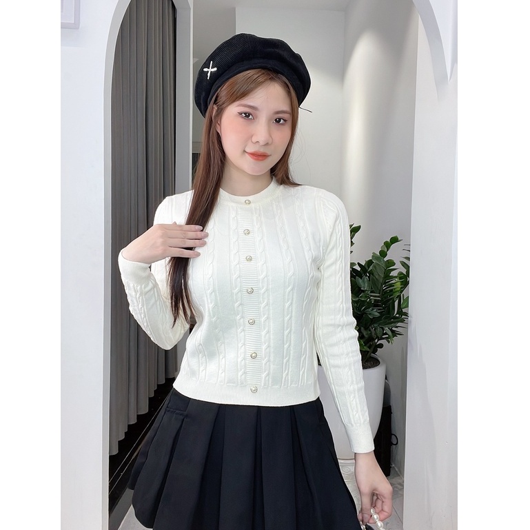áo len nữ vặn thừng cúc ngọc,chất len cừu dày dặn mịn