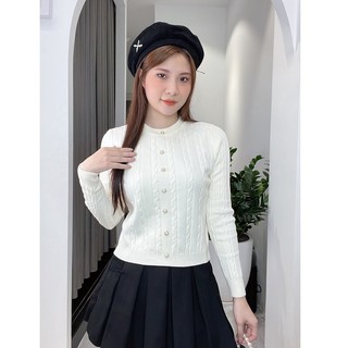 Áo len nữ vặn thừng cúc ngọc,chất len cừu dày dặn mịn