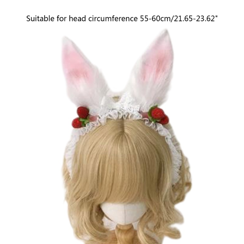 Băng Đô Cài Tóc Tai Thỏ Phối Lông Hóa Trang Phục Sinh Dễ Thương Cho Bé