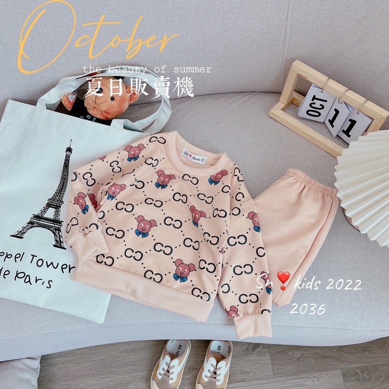 Áo Thu Đông Bé Trai,Bé Gái In Hoạ Tiết Gấu Size 8-20kg