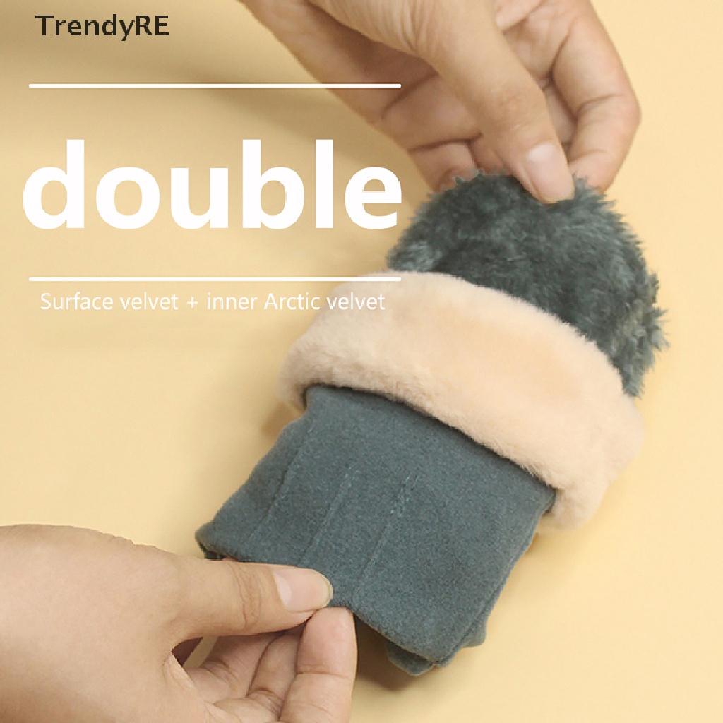 Găng Tay Da PU Lót Lông Có Thể Chạm Màn Hình Cảm Ứng