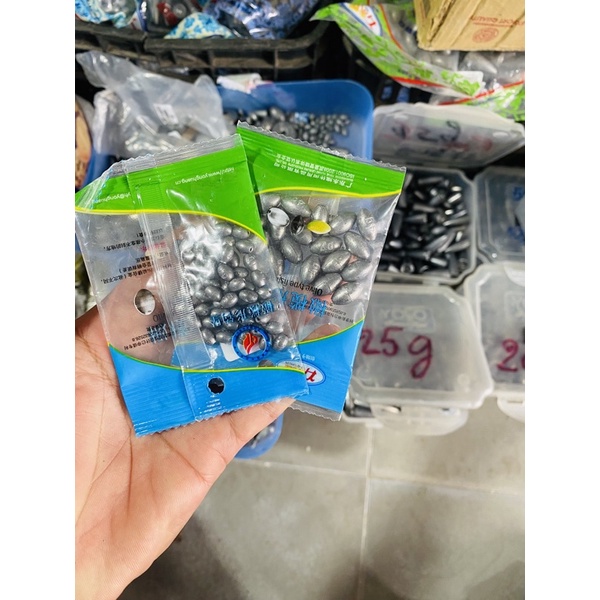 Chì câu cá 0,5g ;1g;1,5g; 2g; 2,5g; 3g; 4g; 5g; 6g; 8g; 9g; 13g, 15g, 50g