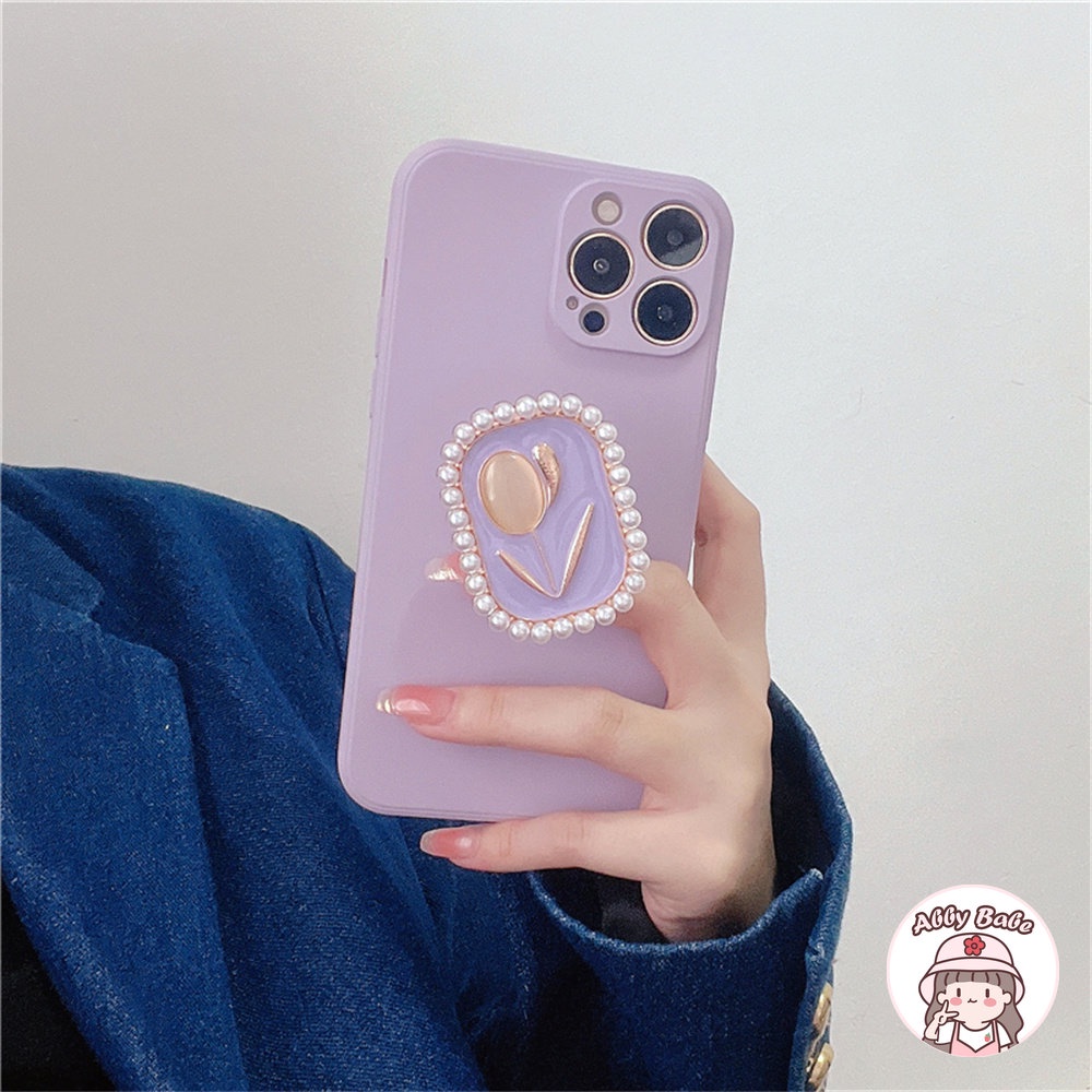 Ốp Điện Thoại TPU Mềm Chống Mồ Hôi Có Giá Đỡ Hình Hoa Tulip Cho IPhone 14 Pro Max 11 7Plus 13 12 11 Pro Max X XS