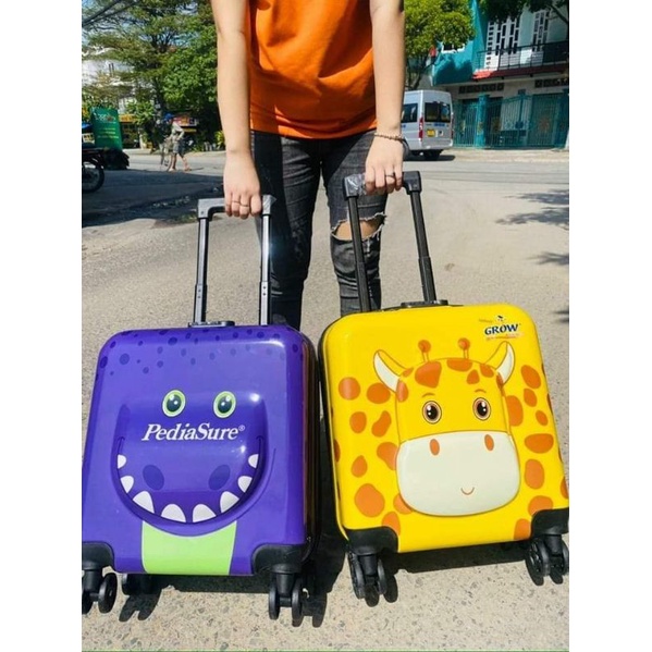vali kéo vuông 18inh 3d nhựa abs, có khóa số, bánh xe xoay 360 khủng lông, hưu grow, pediasure♡♡FREESHIP♡♡HKM SỮA
