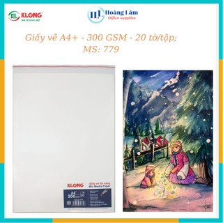 Giấy vẽ màu nước klong a4 cao cấp định lượng 300gsm tệp 20 tờ - ms: 779