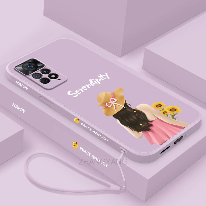 Ốp Điện Thoại Silicon TPU Mềm Hình Cô Gái Có Dây Đeo Cho Redmi note 11 Redmi note 11 Pro note 11s