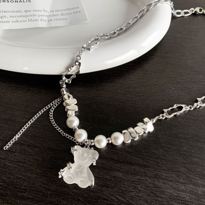 Vòng cổ Mặt Gấu Đính Ngọc Trai Sang Trọng