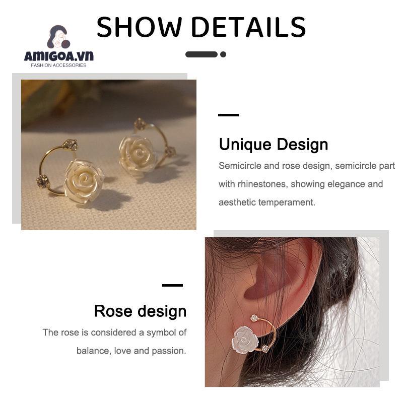 ✨✨ Bông Tai Bạc S925 Hoa Hồng Đính Kim Cương Nhân Tạo Thanh Lịch Khí Chất