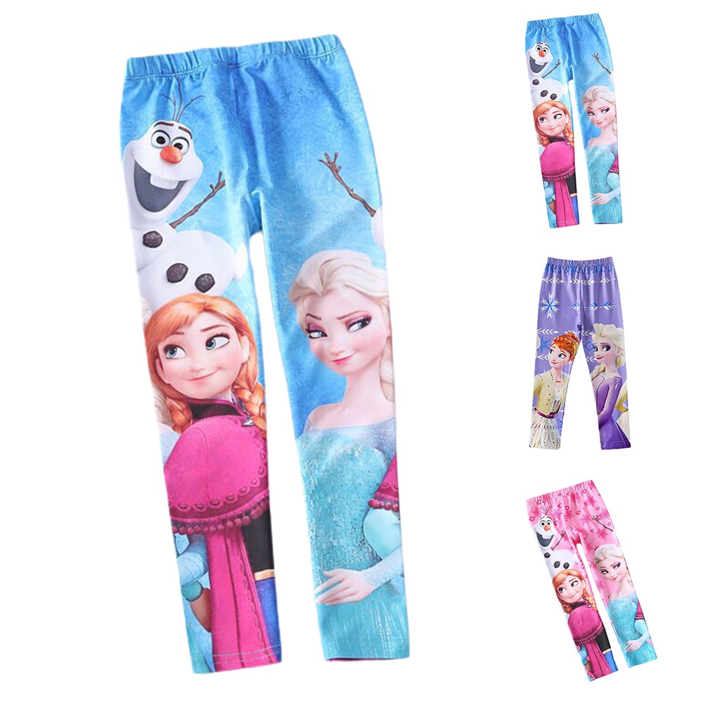 Quần Legging Elsa Ôm Dáng In Hoạt Hình Công Chúa Băng Giá Anna Baju Budak Perempuan Cho Bé Gái