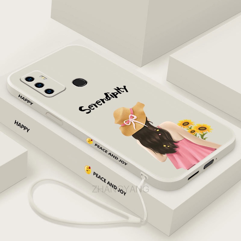 Ốp Điện Thoại TPU Dẻo Họa Tiết Nhân Vật Cô Gái Dễ Thương Kèm Dây Đeo Cho oppo a53 a53 2020