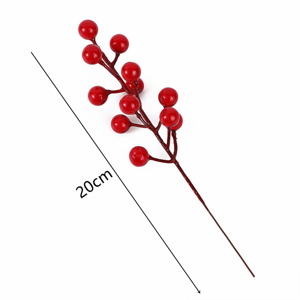 Nhánh Đào Đông Màu Đỏ Dùng Trang Trí (Chùm 12 Quả)