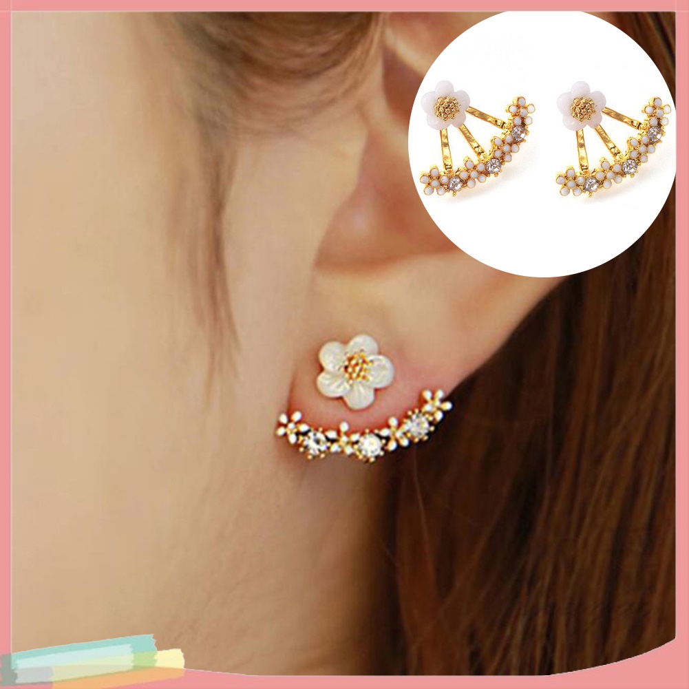 Đôi Khuyên Tai Hình Hoa Cúc Đính Đá Thời Trang Dành Cho Nữ