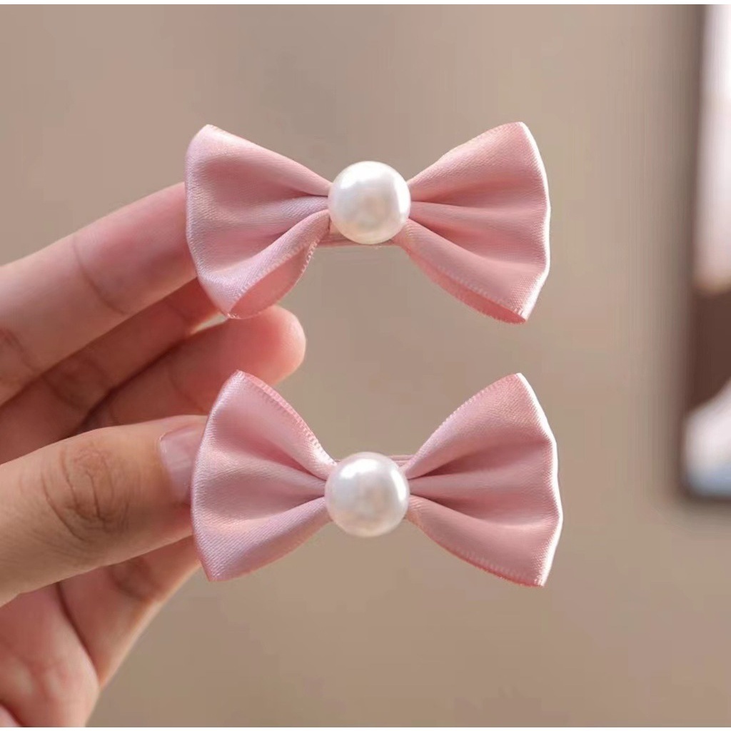 Set 2 Kẹp Tóc Nơ Đỏ Dễ Thương Cho Bé Gái