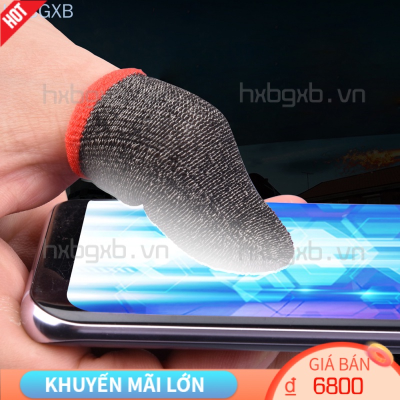 Set 2 găng ngón tay từ nylon dệt kim co giãn chống mồ hôi dùng cho chơi game