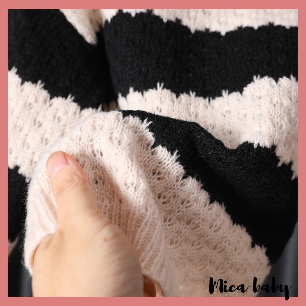 Áo khoác len cardigan kẻ sọc thu đông phong cách Hàn Quốc mềm mại đáng yêu cho bé QA64 Mica baby