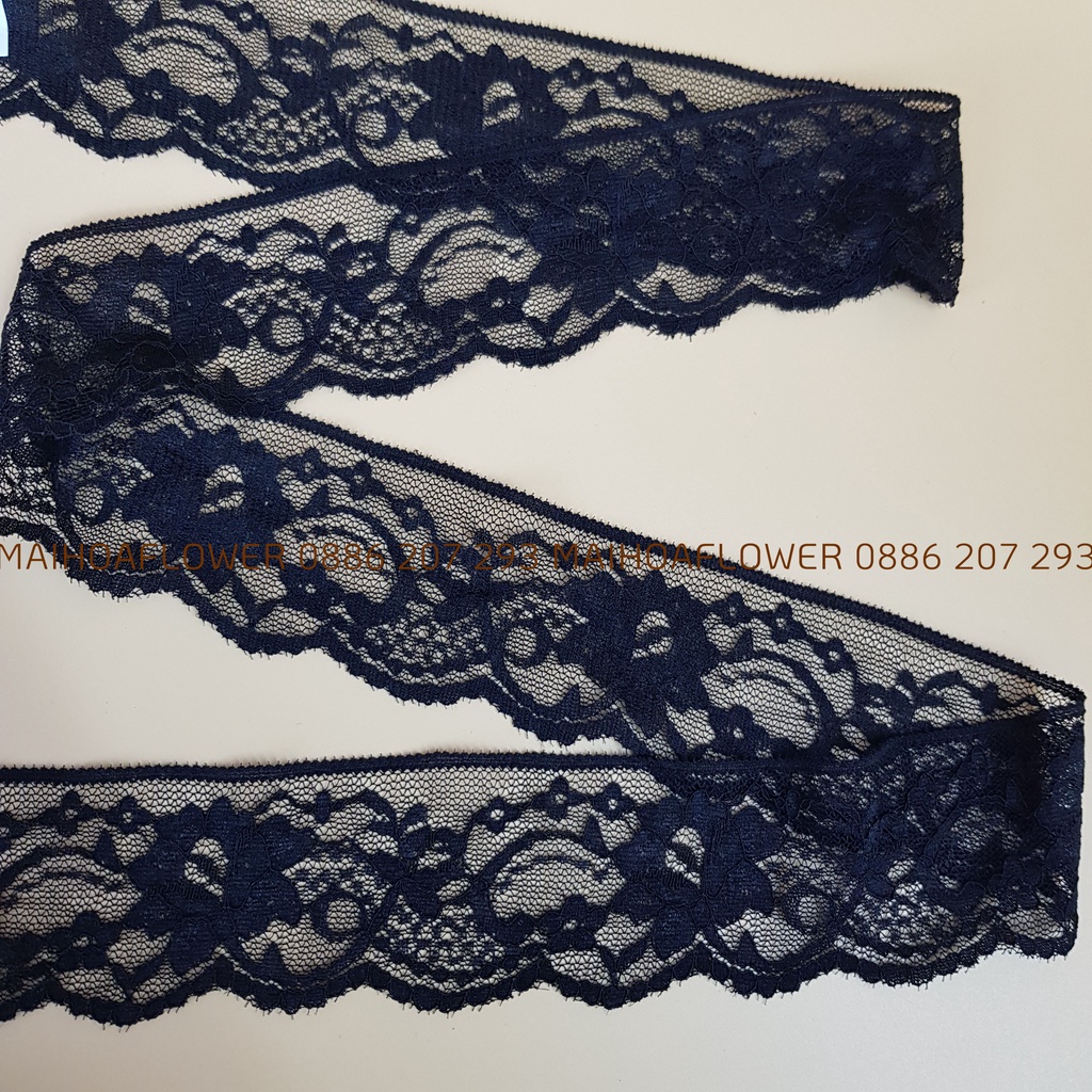 Cuộn ren lưới đen size 5cm LĐ2C làm ren viền váy áo và trang trí đồ vật, Maihoaflower