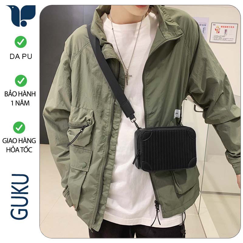 Túi Đeo Chéo Nam Nữ Dạng Hộp Vuông TC09 Dập Nổi Đơn Giản Đeo Vai Nhỏ Gọn Kiểu Dáng Thời Trang Dễ Phối Đồ - Guku Shop