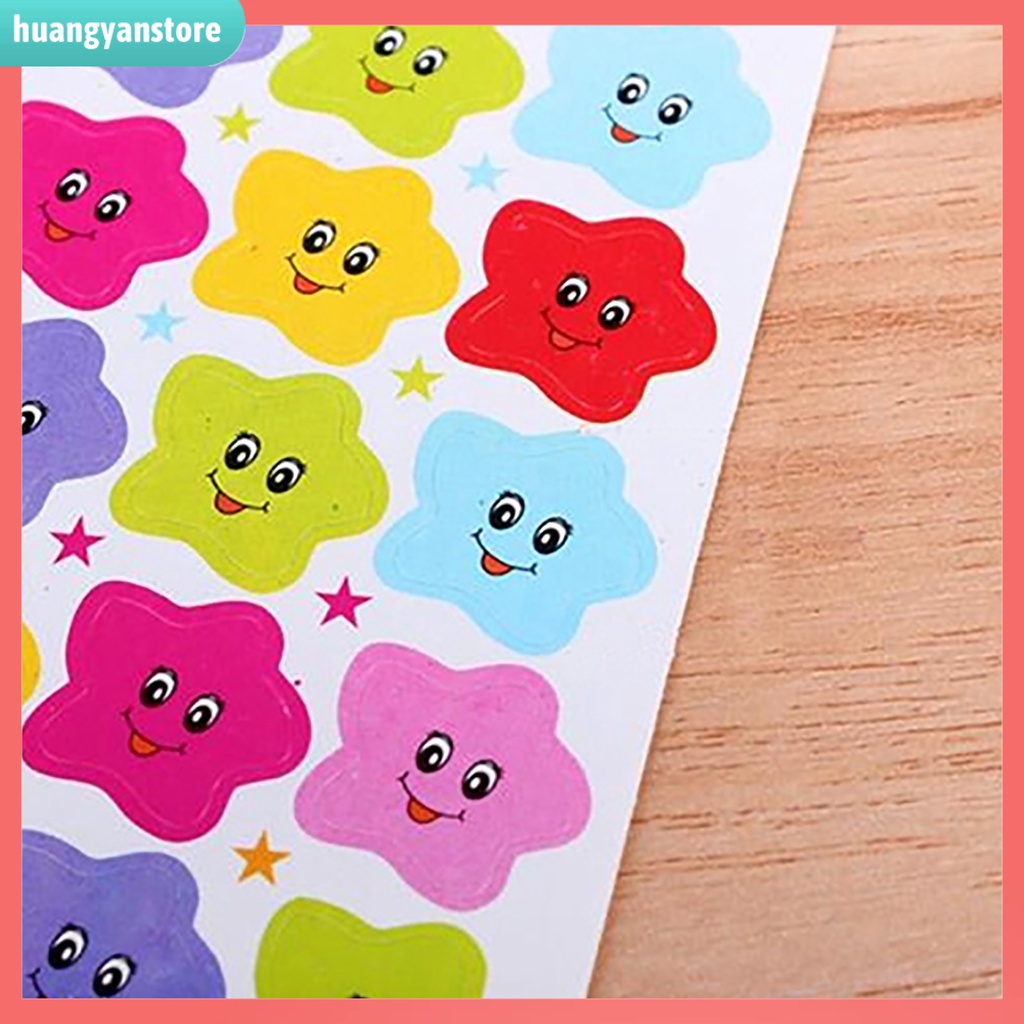 HY/ Set 10 tờ sticker hình ngôi sao có mặt cười xinh xắn dùng để trang trí thủ công