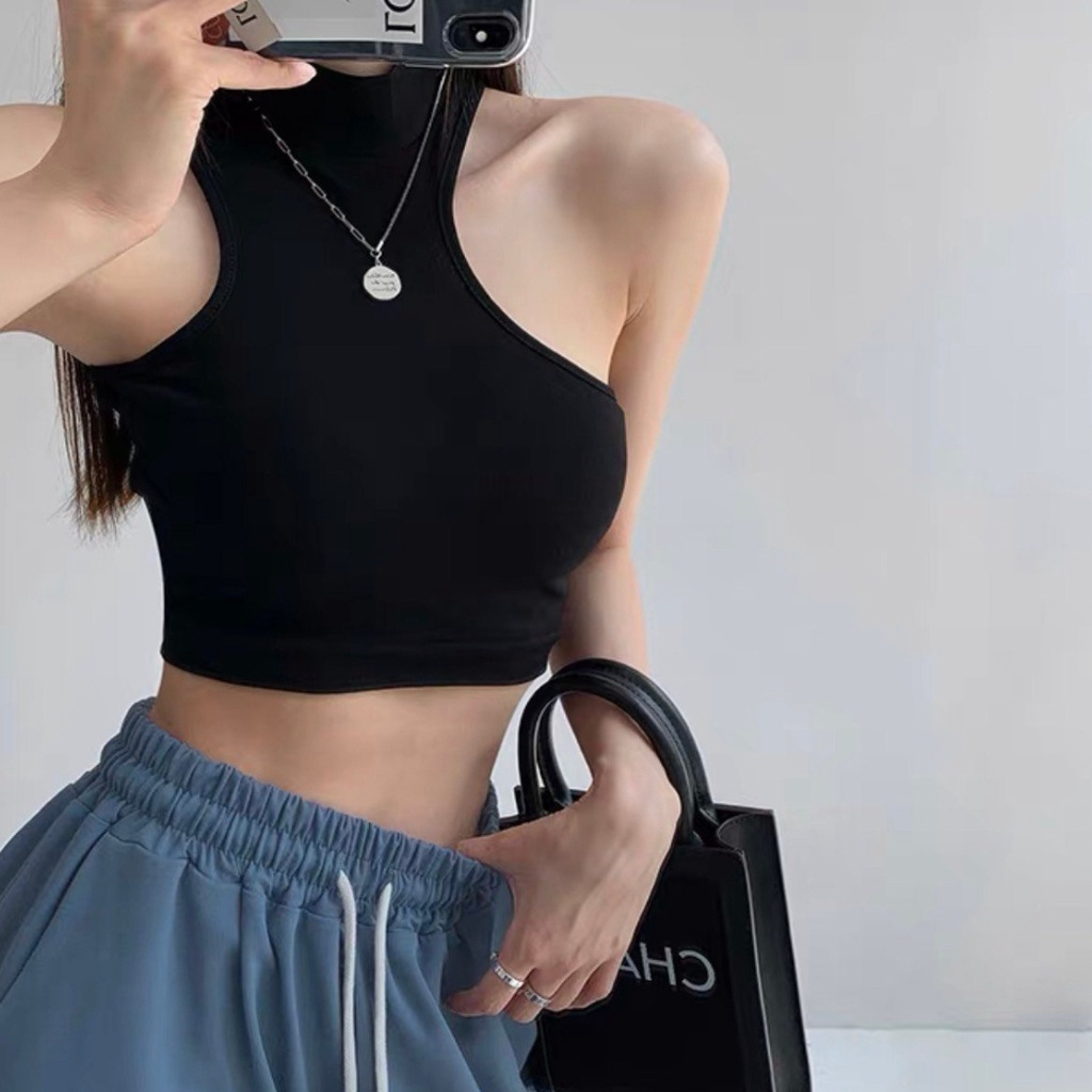 Áo ba lỗ nữ croptop cổ lọ PINKSTORE29 phong cách đường phố cá tính A5243