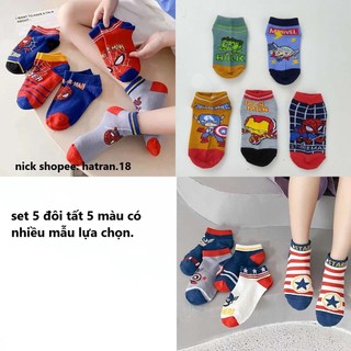 5 đôi tất cổ ngắn hình siêu nhân bé trai chất tất mỏng size cho bé 1-4 tuổi