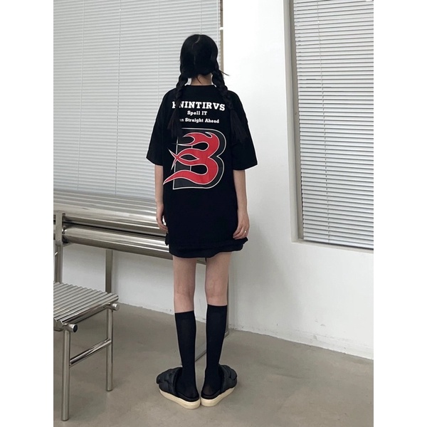 Áo thun tay lỡ nam nữ,in hình Spell 2 màu