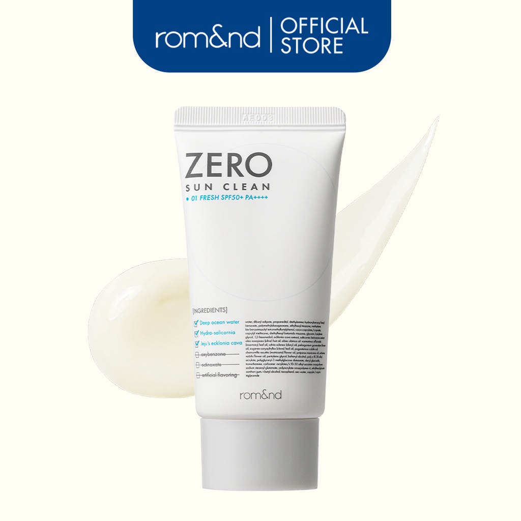 Kem chống nắng kiêm kem lót bảo vệ da Hàn Quốc Romand Zero Sun Clean SPF50+PA++++ 50g