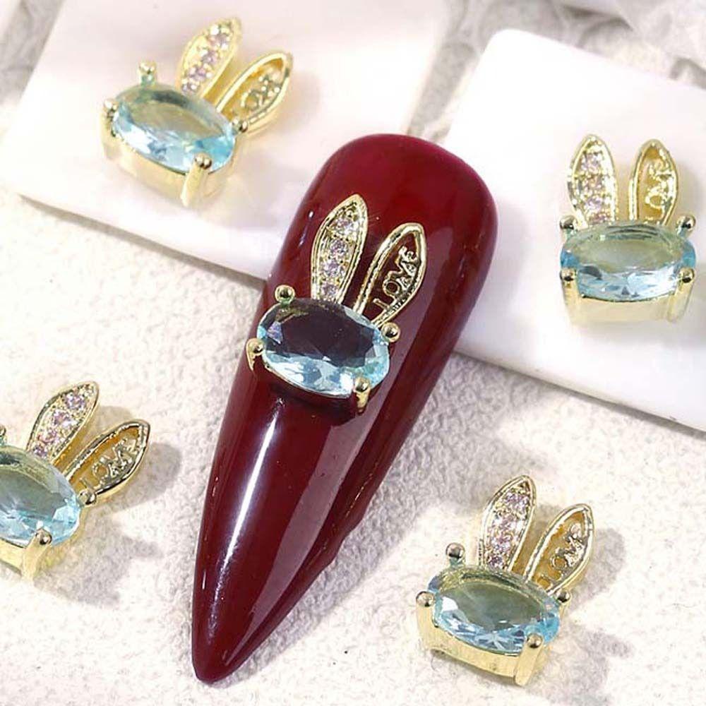 Móng Tay Thỏ Chống Rơi Vỡ Dễ Thương|Phụ Kiện Trang Trí Móng Tay Hình Thỏ 3D Bằng Hợp Kim Thời Trang Hàn Quốc