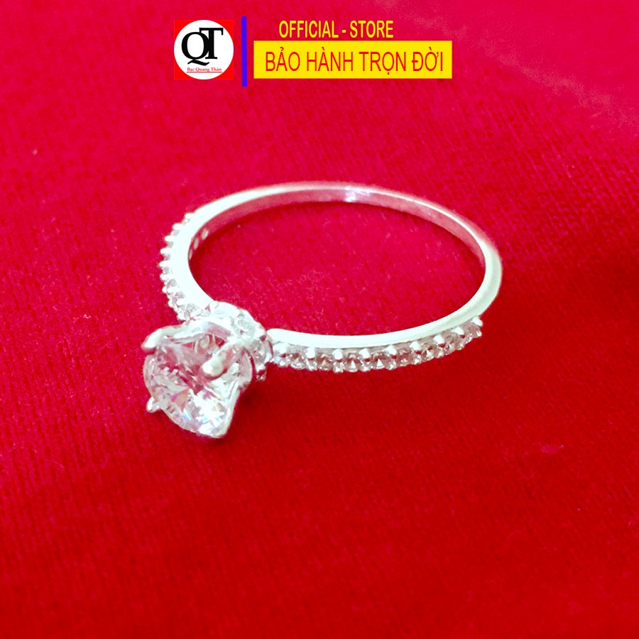 Nhẫn nữ bạc ta không gỉ đính đá kim cương nhân tạo 6ly trang sức Bạc Quang Thản – QTNU.TN96