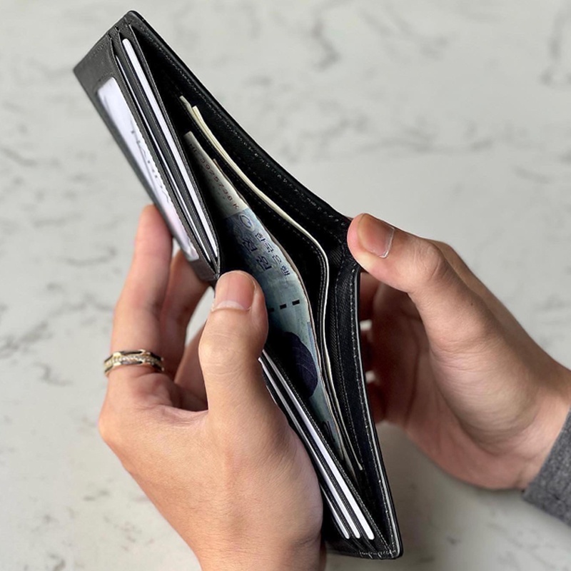 VÍ da nam Bóp da ngang Harda làm từ da Saffiano nhâp khẩu cao cấp