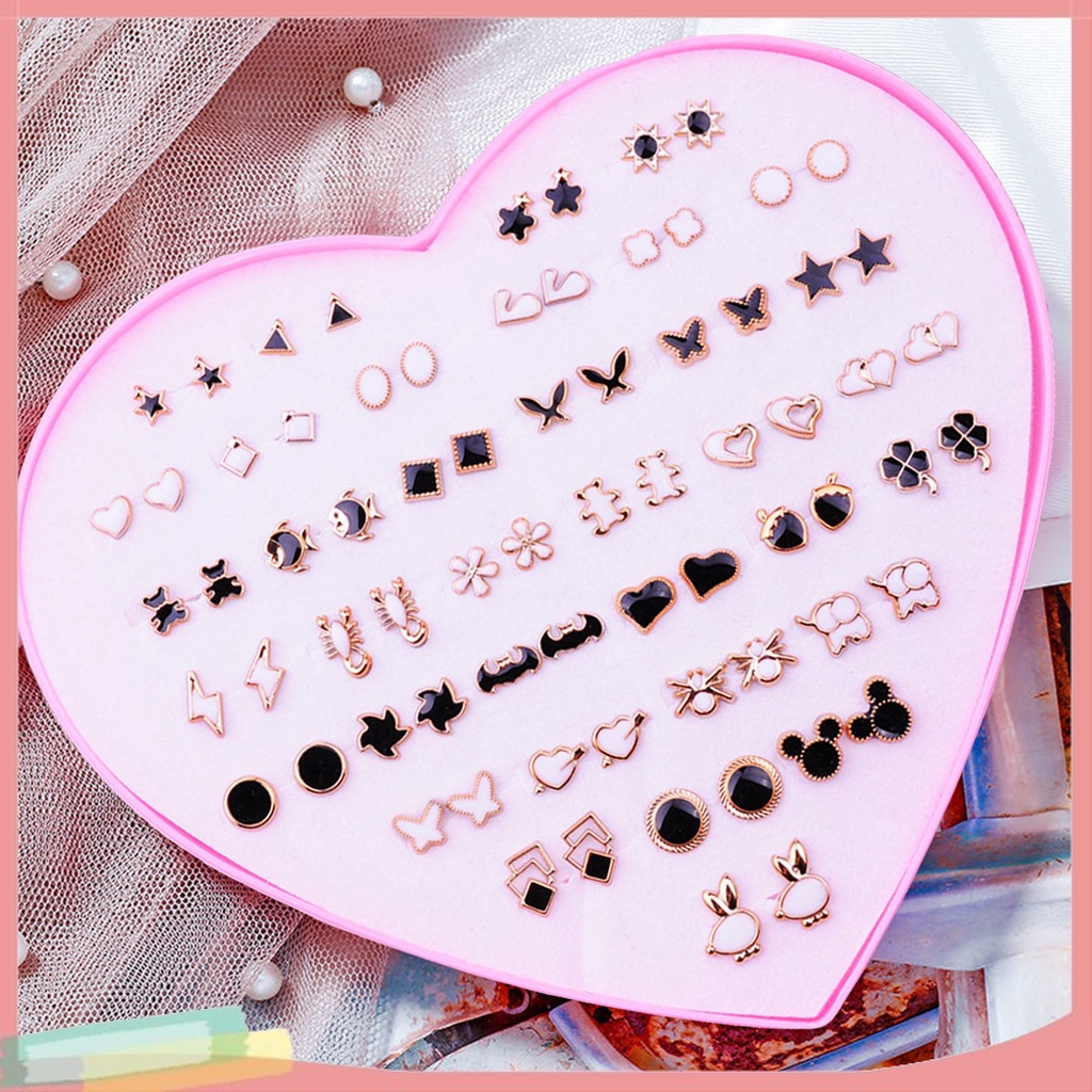 Bộ 36 Đôi Bông Tai Xỏ Lỗ Hình Bông Hoa Nhiều Màu Thời Trang Cho Nữ