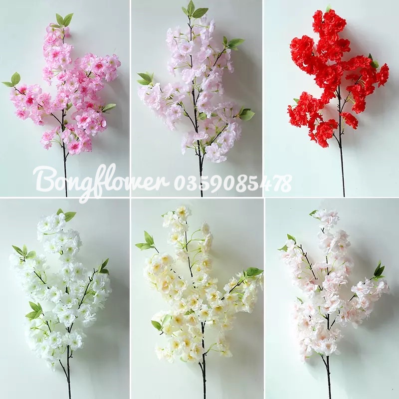 Hoa giả - cành hoa anh đào giả trang trí decor làm cây giả