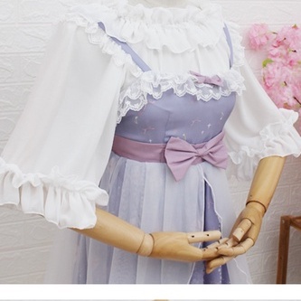 Sẵn -Aó sơ mi tay ngắn kết hợp cùng JSK lolita