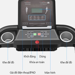 Máy chạy bộ tại nhà A7S, Máy chạy bộ đa năng gấp gọn có màn hình hiển thị chế độ tập luyện bảo hành 2 năm