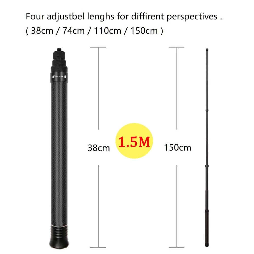 Ultra-light 3M carbon fibre selfie stick Gậy Tự Sướng 3M Bằng Sợi Carbon Siêu Nhẹ Cho Insta360 X3 ONE X2 / ONE R / ONE X GoPro 10 Action