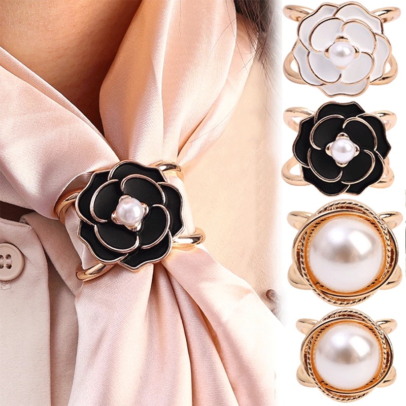 1 Huy Hiệu Cài Áo Hình Hoa Trà Đính Ngọc Trai Giả Phong Cách Pháp