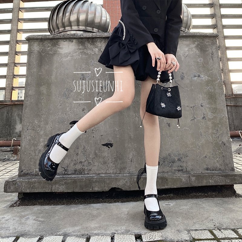 Tất / vớ JK ngắn tới cổ chân đính nơ phong cách lolita