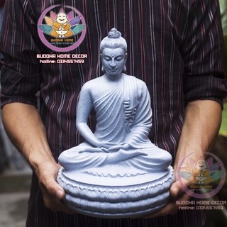 Bổn sư Thích Ca cao 34 cm đá xám trang trí nhà cửa phong thủy