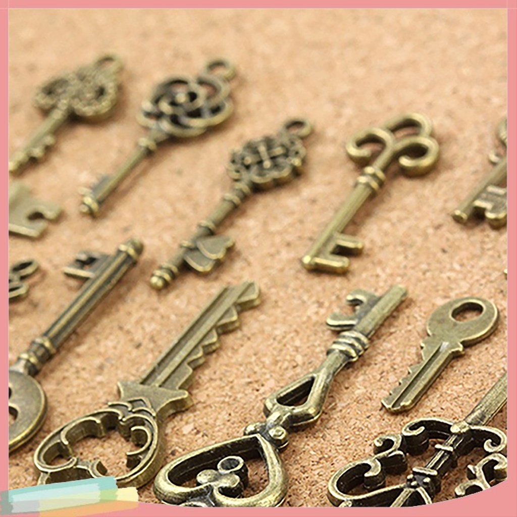 Set 13 mặt dây chuyền hình chiếc chìa khóa đa dạng kiểu Vintage độc đáo