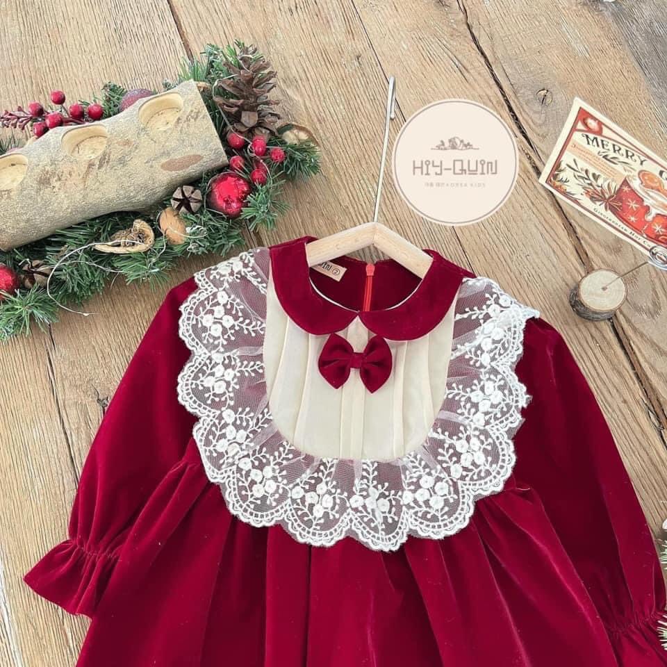 Váy nhung đỏ cho bé cực sang chảnh mặc Noel ,Tết