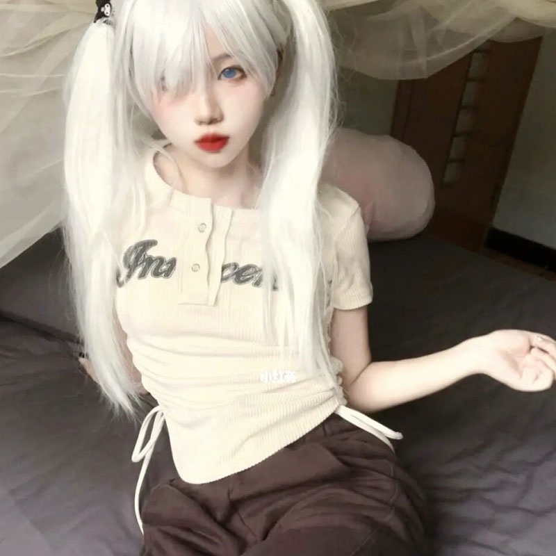 Áo thun lửng YEYA ngắn tay phối dây rút phong cách trẻ trung thời trang dành cho nữ