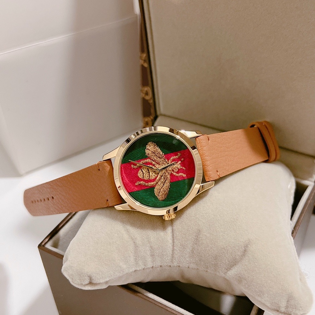 Đồng Hồ Nữ Guccii Sang Trọng - Size 36mm, Dây Da, Chống Nước,Máy Pin Bảo Hành Máy 3 Tháng