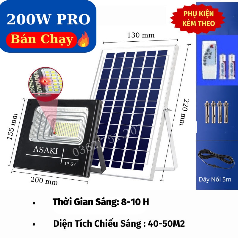 Đèn Năng Lượng Mặt Trời Siêu Sáng Đèn Ngoài Trời Lắp Sân Vườn Chống Nước Gia Dụng Thông Minh ASAKI
