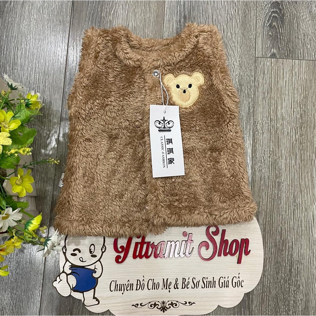 Áo gile hnkids vải lông cừu cho bé trai, bé gái