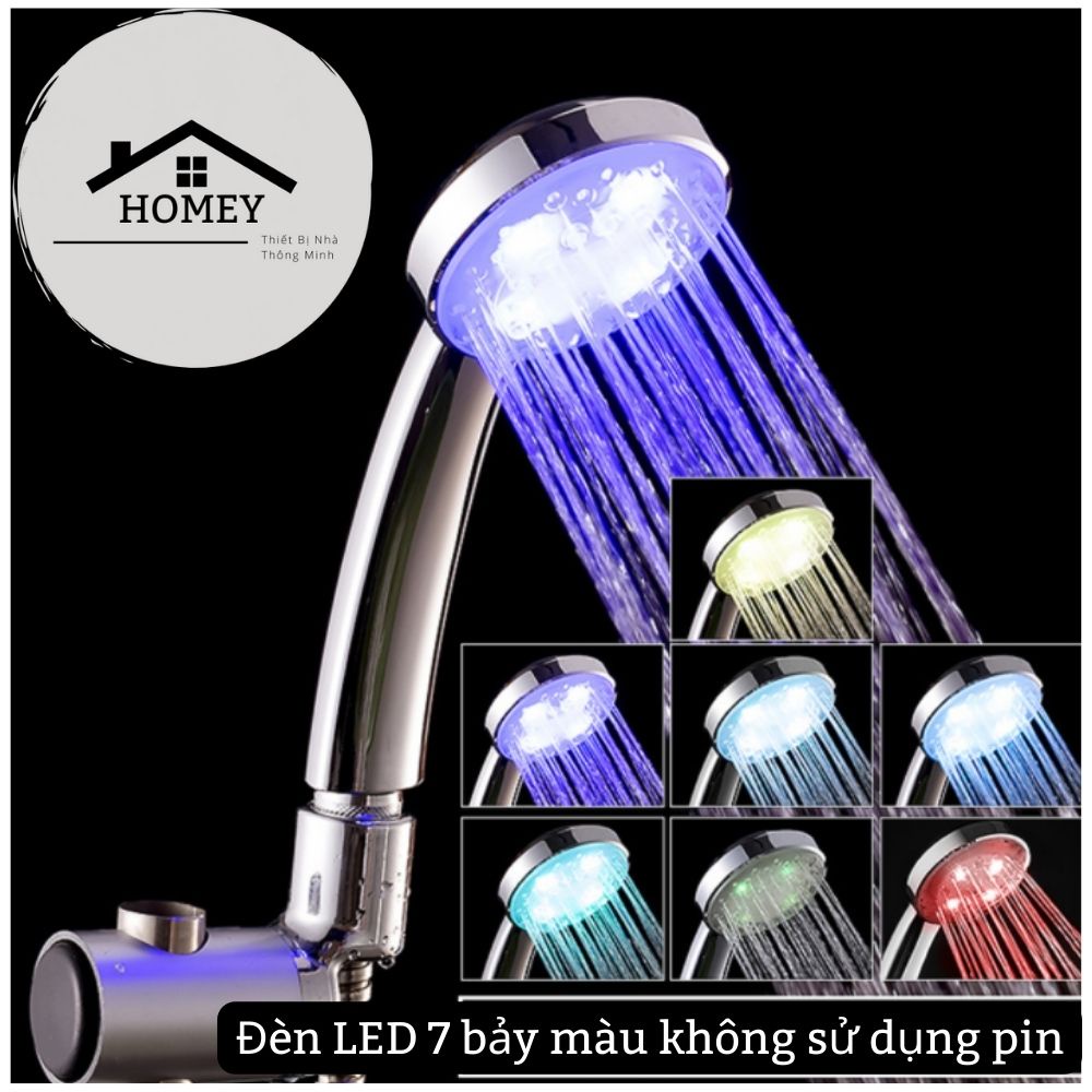 Homey - Đầu vòi sen uyên ương  tích hợp đèn LED 7 màu -  không dùng pin - độc đáo, tạo cảm giác thư giãn lãng mạn