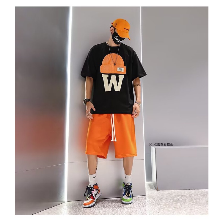 Áo Thun Cổ Tròn In Chữ Phong Cách Hip Hop Đường Phố Hàn Quốc Cá Tính Cho Nam Cỡ M-8XL