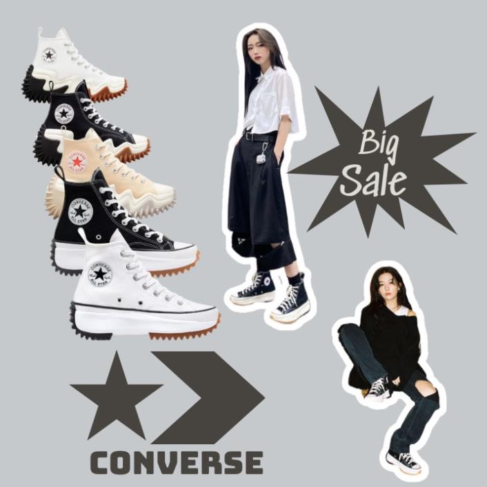 Giày thể thao Converse Run Star Hike Hi Black Hike High top CV cổ cao nam nữ độn đế,cv run cao cổ , đế răng cưa