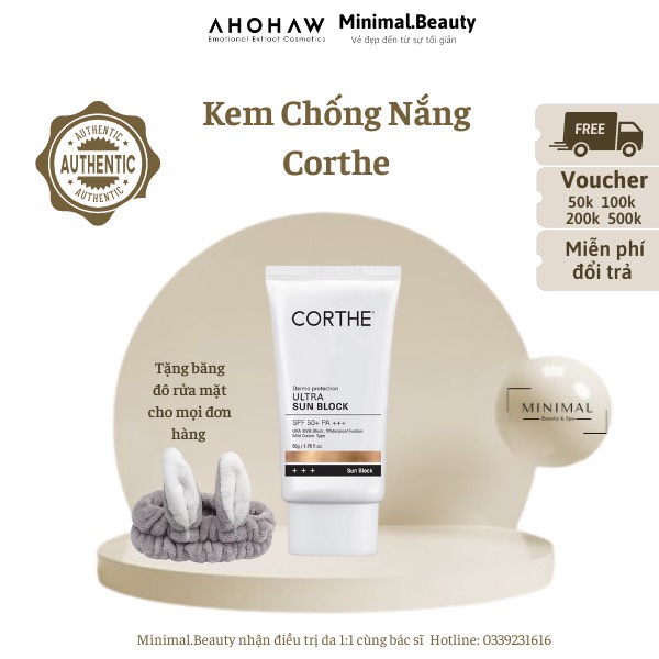 Kem Chống Nắng Corthe số 1 kiềm dầu cho da dầu mụn, da nhạy cảm, lên toner trắng hồng