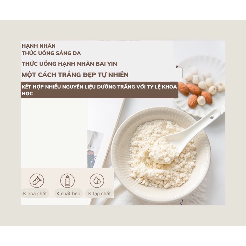 BỘT HẠNH NHÂN LÀM TRẮNG DA MỜ NÁM 300g 12 gói_HỘP 500G