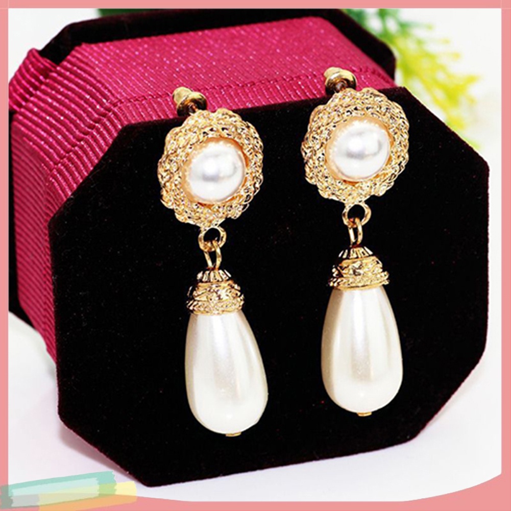 Đôi khuyên tai hình tròn đính ngọc trai giả thời trang cho nữ